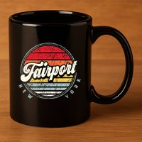Fairport Home State Cool 70s Style Sunset 11oz C Handle Ceramic Mug