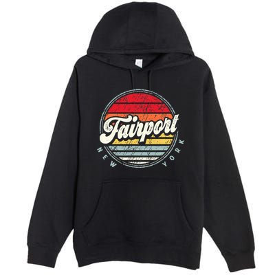 Fairport Home State Cool 70s Style Sunset Premium Pullover Hoodie