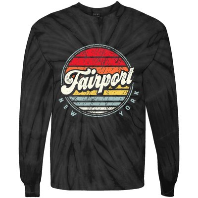 Fairport Home State Cool 70s Style Sunset Tie-Dye Long Sleeve Shirt