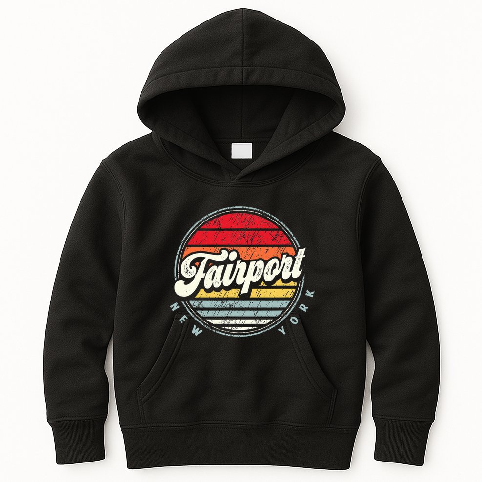 Fairport Home State Cool 70s Style Sunset Kids Hoodie