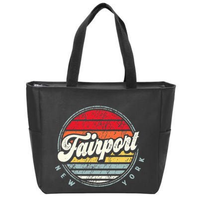 Fairport Home State Cool 70s Style Sunset Zip Tote Bag