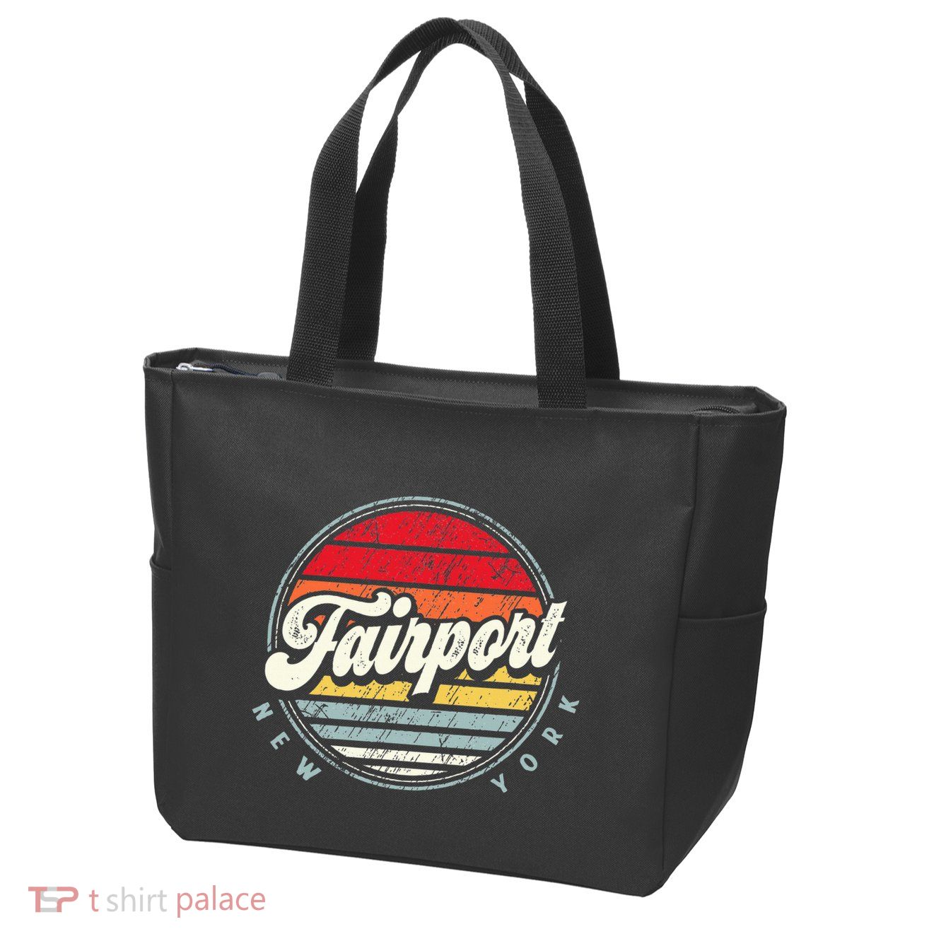 Fairport Home State Cool 70s Style Sunset Zip Tote Bag