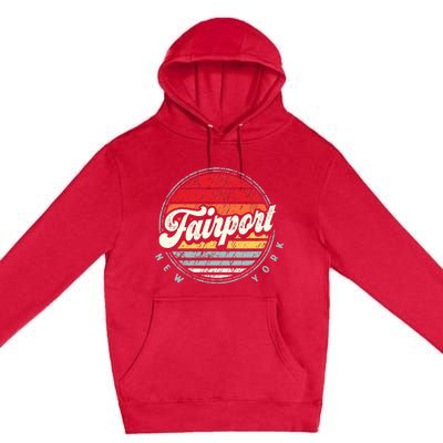 Fairport Home State Cool 70s Style Sunset Premium Pullover Hoodie