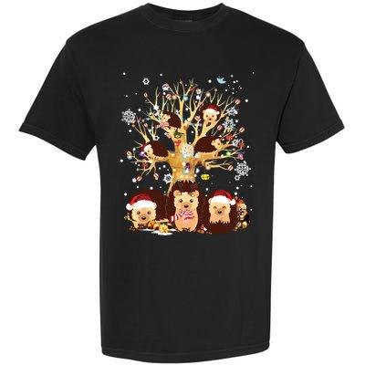 Funny Hedgehogs Santa Hat Christmas Tree Ornament Decor Gift Garment-Dyed Heavyweight T-Shirt
