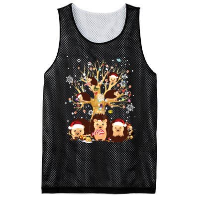 Funny Hedgehogs Santa Hat Christmas Tree Ornament Decor Gift Mesh Reversible Basketball Jersey Tank