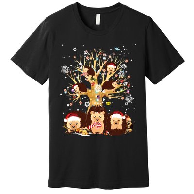 Funny Hedgehogs Santa Hat Christmas Tree Ornament Decor Gift Premium T-Shirt