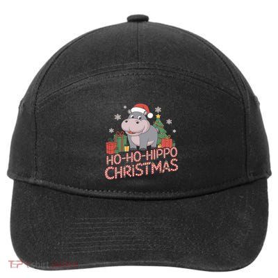 Funny Hippo Santa Hat Design Christmas Tree Snowflakes Cool Gift 7-Panel Snapback Hat