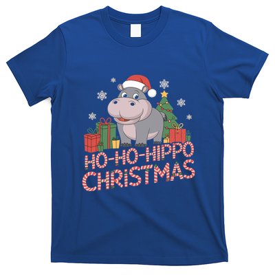 Funny Hippo Santa Hat Design Christmas Tree Snowflakes Cool Gift T-Shirt