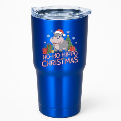 Funny Hippo Santa Hat Design Christmas Tree Snowflakes Cool Gift Tumbler