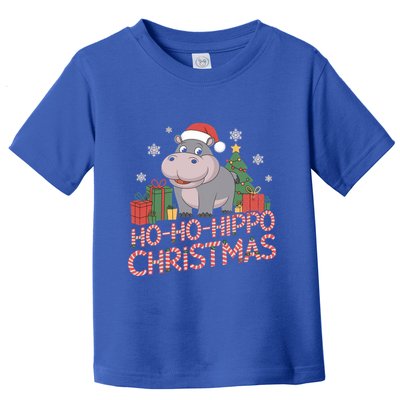 Funny Hippo Santa Hat Design Christmas Tree Snowflakes Cool Gift Toddler T-Shirt