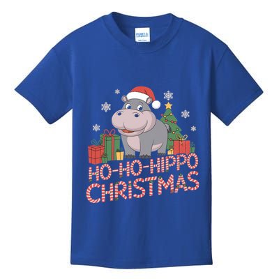 Funny Hippo Santa Hat Design Christmas Tree Snowflakes Cool Gift Kids T-Shirt