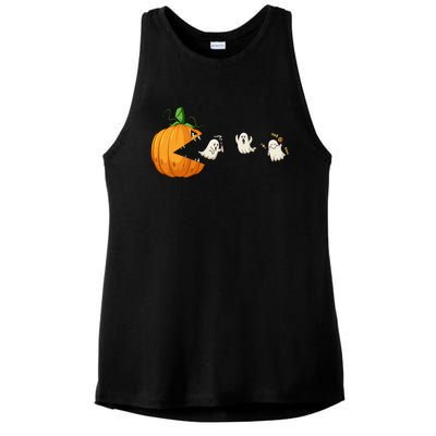 Funny Halloween Scary Pumpkin Ghosts Creepy Halloween Gamer Ladies PosiCharge Tri-Blend Wicking Tank