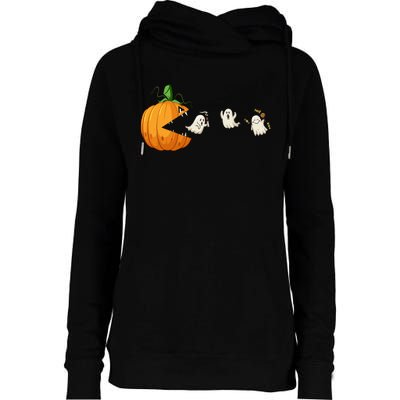 Funny Halloween Scary Pumpkin Ghosts Creepy Halloween Gamer Womens Funnel Neck Pullover Hood