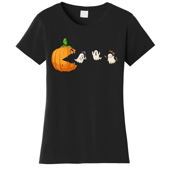 Funny Halloween Scary Pumpkin Ghosts Creepy Halloween Gamer Women's T-Shirt