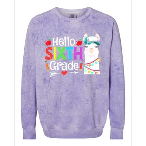 Funny Hello Sixth Grade Llama Back To School First Day Cute Gift Colorblast Crewneck Sweatshirt