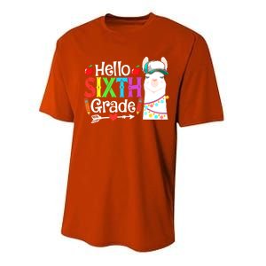 Funny Hello Sixth Grade Llama Back To School First Day Cute Gift Performance Sprint T-Shirt