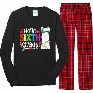 Funny Hello Sixth Grade Llama Back To School First Day Cute Gift Long Sleeve Pajama Set