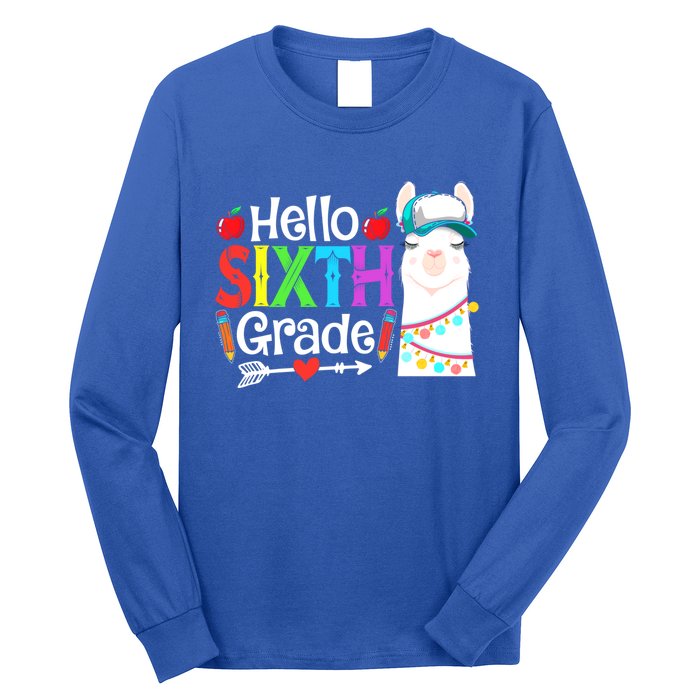 Funny Hello Sixth Grade Llama Back To School First Day Cute Gift Long Sleeve Shirt