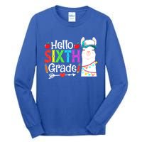 Funny Hello Sixth Grade Llama Back To School First Day Cute Gift Tall Long Sleeve T-Shirt