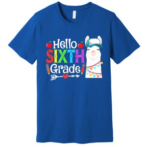 Funny Hello Sixth Grade Llama Back To School First Day Cute Gift Premium T-Shirt