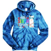 Funny Hello Sixth Grade Llama Back To School First Day Cute Gift Tie Dye Hoodie