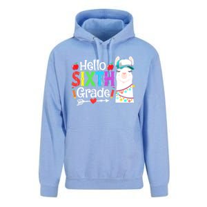 Funny Hello Sixth Grade Llama Back To School First Day Cute Gift Unisex Surf Hoodie