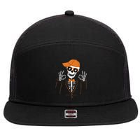 Funny Halloween Skeleton Hipster Bowtie Tuxedo Tux 7 Panel Mesh Trucker Snapback Hat