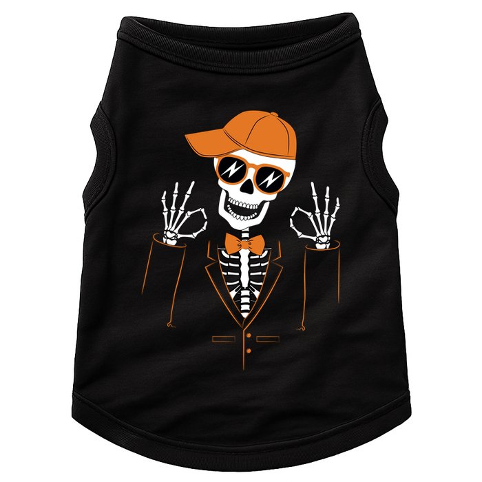 Funny Halloween Skeleton Hipster Bowtie Tuxedo Tux Doggie Tank