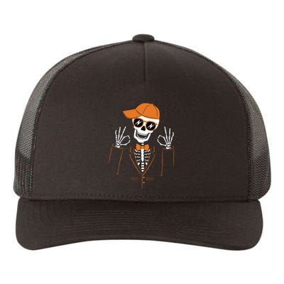 Funny Halloween Skeleton Hipster Bowtie Tuxedo Tux Yupoong Adult 5-Panel Trucker Hat