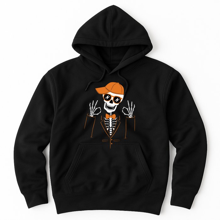 Funny Halloween Skeleton Hipster Bowtie Tuxedo Tux Hoodie