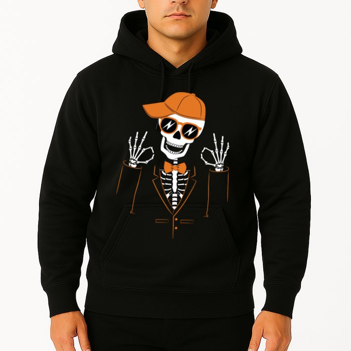 Funny Halloween Skeleton Hipster Bowtie Tuxedo Tux Hoodie