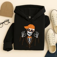 Funny Halloween Skeleton Hipster Bowtie Tuxedo Tux Hoodie