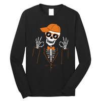 Funny Halloween Skeleton Hipster Bowtie Tuxedo Tux Long Sleeve Shirt
