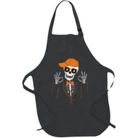 Funny Halloween Skeleton Hipster Bowtie Tuxedo Tux Full-Length Apron With Pockets
