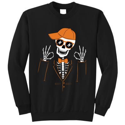 Funny Halloween Skeleton Hipster Bowtie Tuxedo Tux Sweatshirt