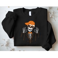 Funny Halloween Skeleton Hipster Bowtie Tuxedo Tux Sweatshirt