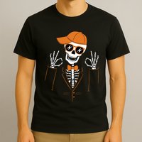 Funny Halloween Skeleton Hipster Bowtie Tuxedo Tux T-Shirt