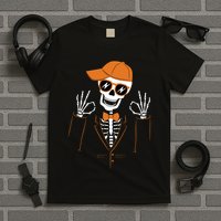 Funny Halloween Skeleton Hipster Bowtie Tuxedo Tux T-Shirt