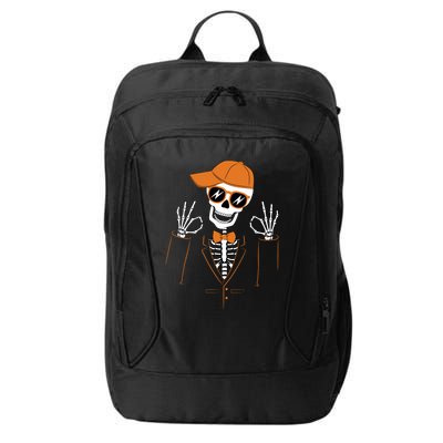 Funny Halloween Skeleton Hipster Bowtie Tuxedo Tux City Backpack