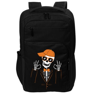 Funny Halloween Skeleton Hipster Bowtie Tuxedo Tux Impact Tech Backpack