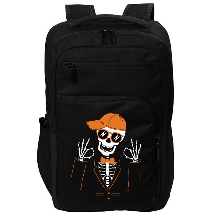 Funny Halloween Skeleton Hipster Bowtie Tuxedo Tux Impact Tech Backpack