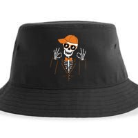 Funny Halloween Skeleton Hipster Bowtie Tuxedo Tux Sustainable Bucket Hat
