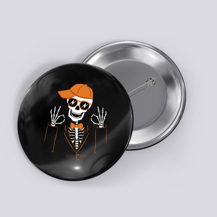 Funny Halloween Skeleton Hipster Bowtie Tuxedo Tux Button