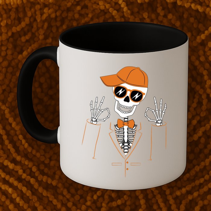 Funny Halloween Skeleton Hipster Bowtie Tuxedo Tux Mug