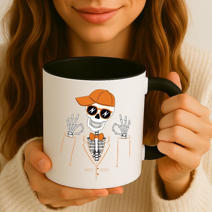 Funny Halloween Skeleton Hipster Bowtie Tuxedo Tux Mug