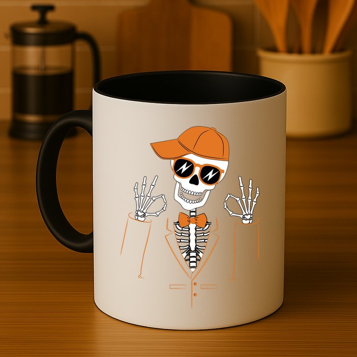 Funny Halloween Skeleton Hipster Bowtie Tuxedo Tux Mug