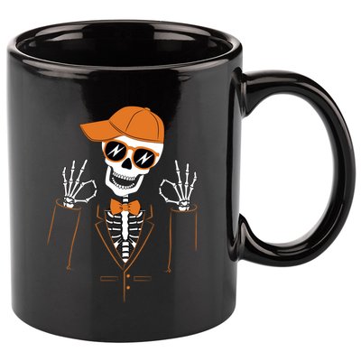 Funny Halloween Skeleton Hipster Bowtie Tuxedo Tux 11oz C Handle Ceramic Mug