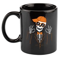 Funny Halloween Skeleton Hipster Bowtie Tuxedo Tux 11oz C Handle Ceramic Mug