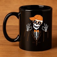 Funny Halloween Skeleton Hipster Bowtie Tuxedo Tux 11oz C Handle Ceramic Mug