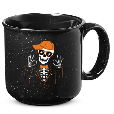 Funny Halloween Skeleton Hipster Bowtie Tuxedo Tux 15oz Campfire Ceramic Mug